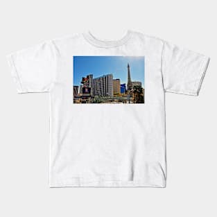 Eiffel Tower Paris and Ballys Hotel Las Vegas America Kids T-Shirt